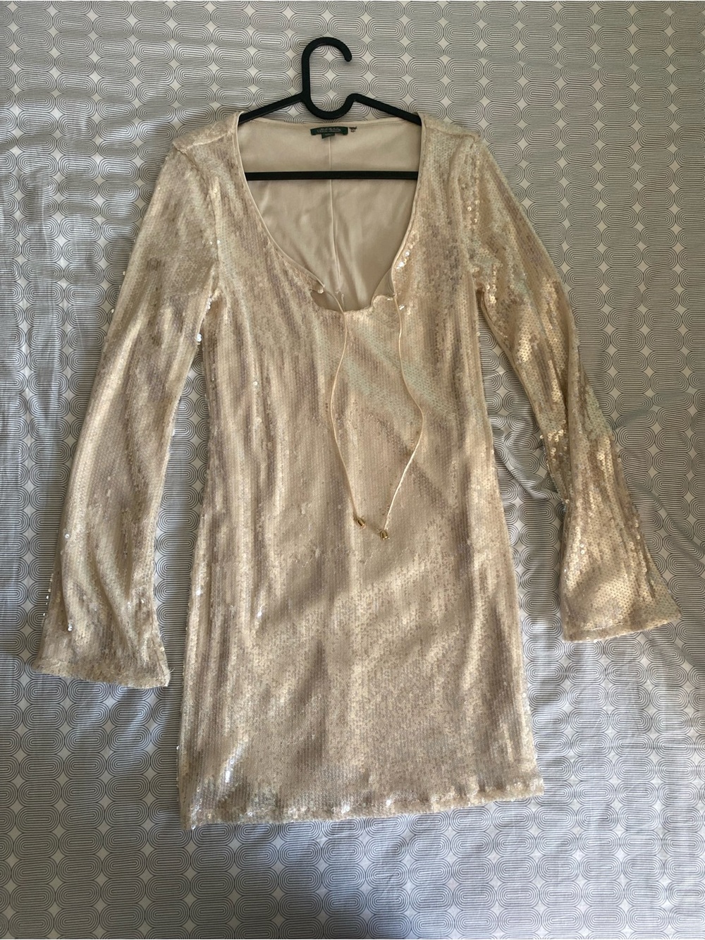 wild fable Cream Sequin V-Neck Mini Dress
